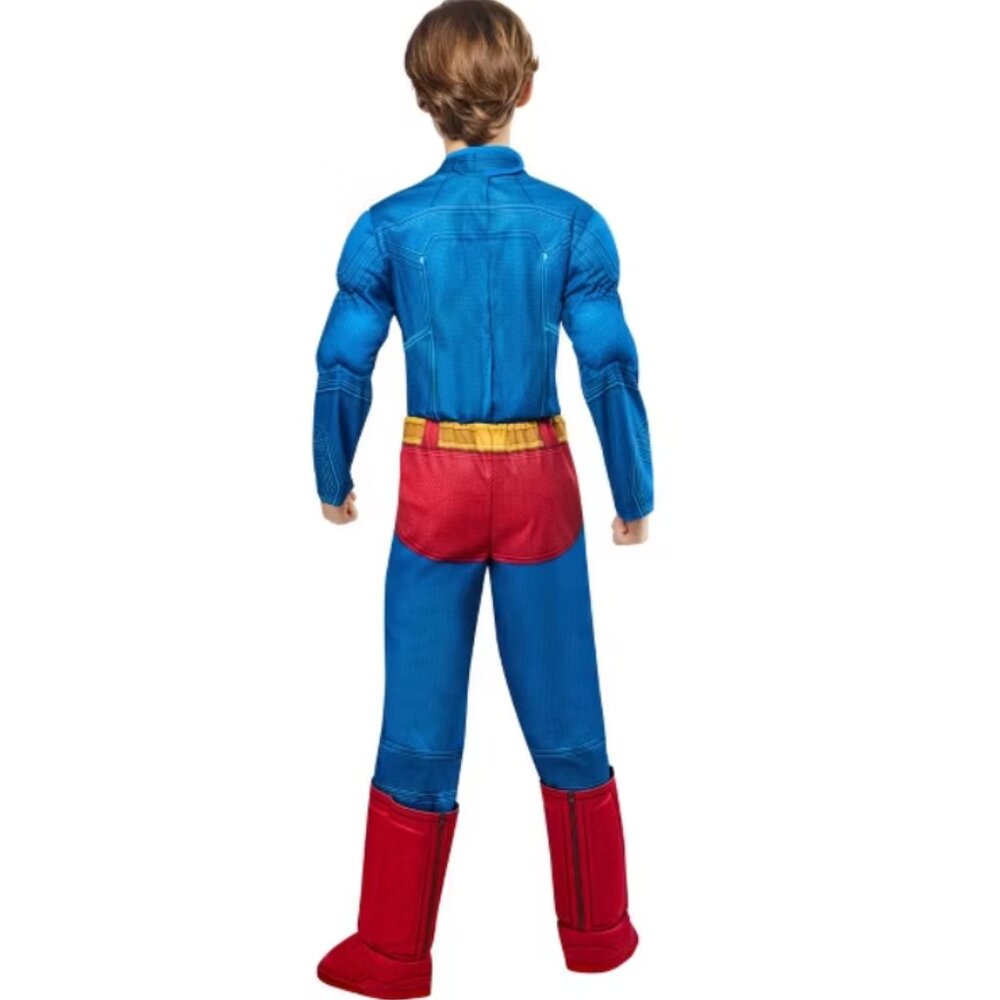 Superman Light Up Muscle Halloween Costume 10/12 Jumpsuit Boot Covers Cape Kids - Picture 3 of 8
